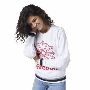 Bluza Damskie Reebok Classic Big Logo Crew Białe PL 76BZDXA